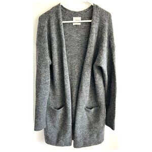 Wilfred Free Wool Blend Open Front Grey Italian Yarn Cardigan Sweater Sz M